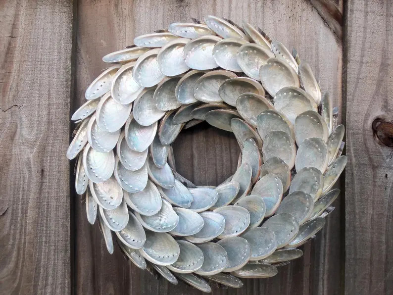 Wreath, Abalone Shell Wreath, 11" Wreath, Nautical, Coastal Wreath, Abalone Shells, Natural White... | Etsy (Global)