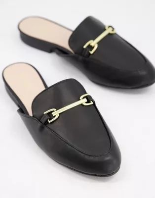Qupid flat trim loafer mules in black | ASOS (Global)