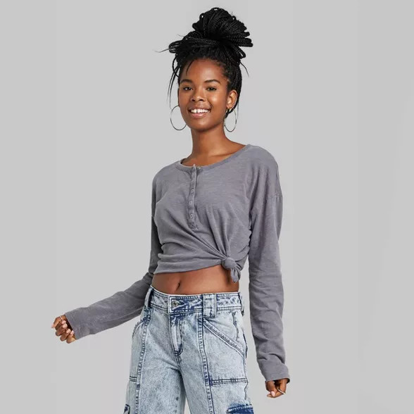 Women's Long Sleeve Snap Front T-Shirt - Wild Fable™ | Target