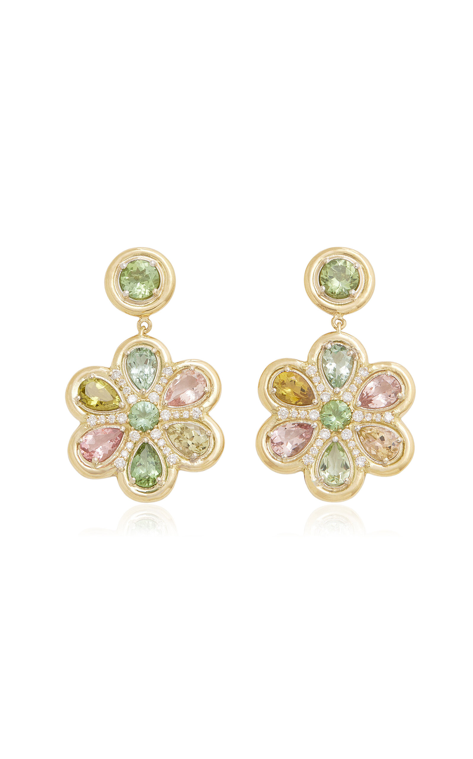 18K Yellow and White Gold Tourmaline and Diamond Earrings | Moda Operandi (Global)