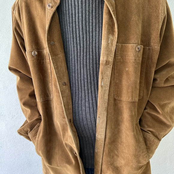 Perry Ellis Men Medium Leather Suede Jacket Pockets Lined | Poshmark