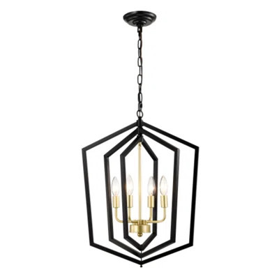 18.11" Matte Black Gold Metal 4-Light Chandelier – Modern Industrial Farmhouse Fixture For Entryway, Kitchen, Dining & Living Room (E12 Bulbs Not Incl | Wayfair North America