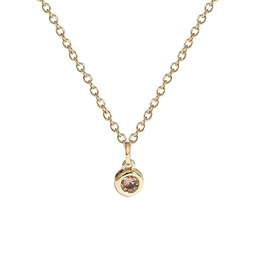Amazon Essentials Yellow 23K Gold Plated Brass Birthstone Solitaire Pendant Necklace, 16'' + 2'' extender | Amazon (US)