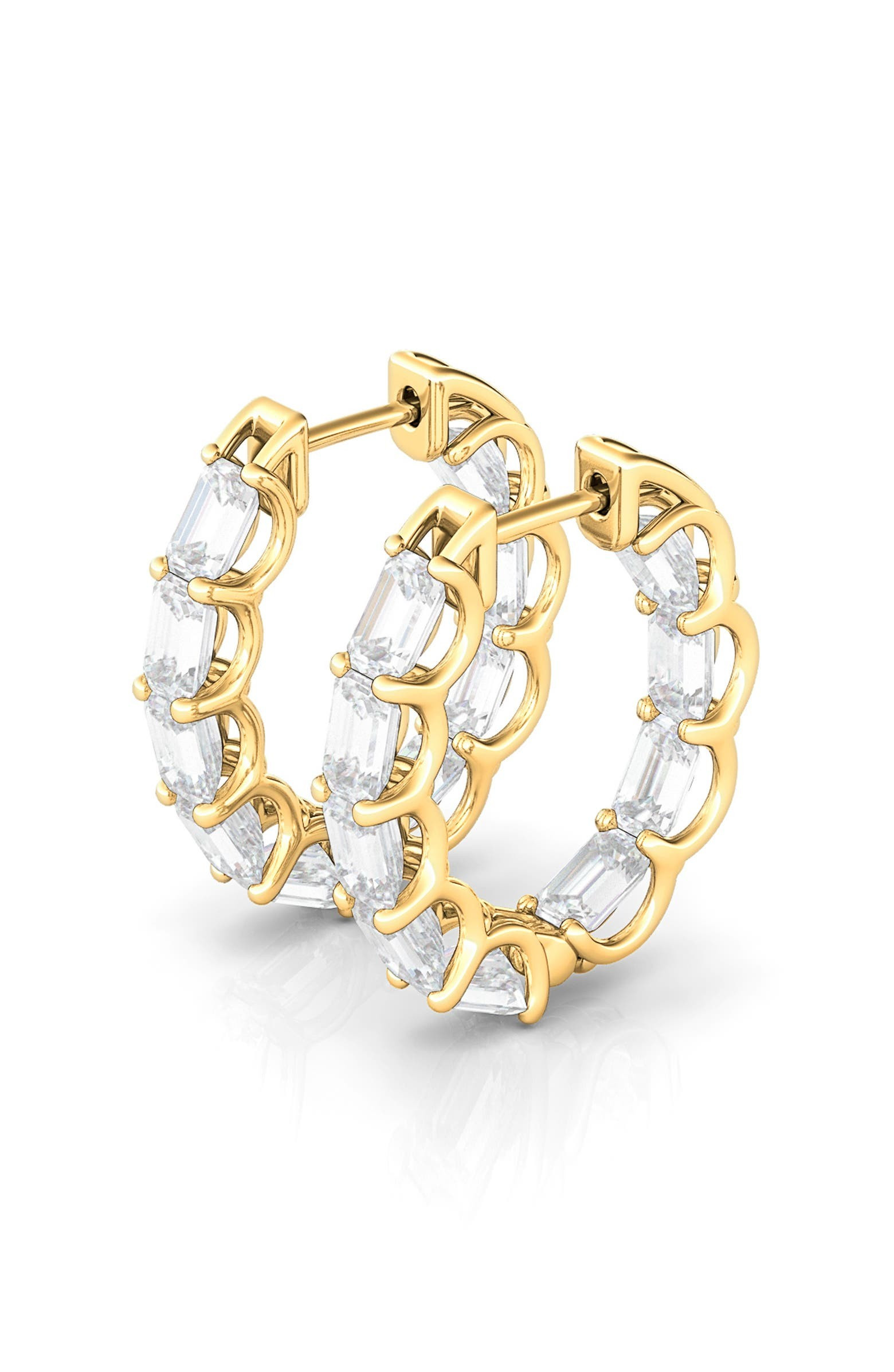 Lab-Created Diamond Inside Out 14K Gold Hoop Earrings | Nordstrom