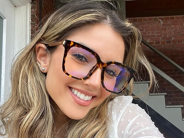 DIFF Eyewear Bella Designer Square Oversized Computer Blue Light Blocking Glasses for Women | Amazon (US)