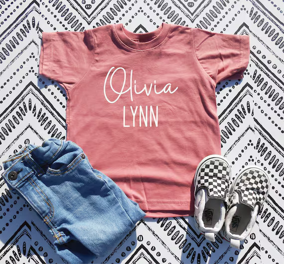 Personalized Girl Name Shirt, Custom Girl Tee, Custom Boy Tee, Boho Girls Name Kids Shirt, Person... | Etsy (US)
