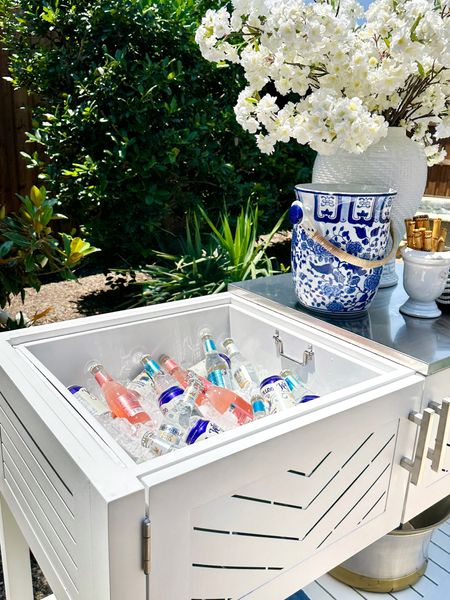 Outdoor console with removable beverage tub ✨ summer entertaining outdoor entertaining 

#LTKHome #LTKFindsUnder50 #LTKSaleAlert