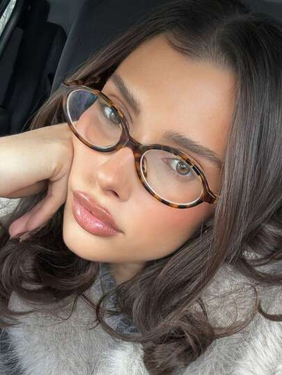 Modern Retro Y2K Oval Frame Decorative Glasses, Simple Personality, Suitable For Street Photography, Campus, Computer Reading, Solid Color PC (Polycarbonate) Frames, Fashionable, Casual, High-End, Elliptical, Elegant, Handsome, Sexy, Cute, Beach, Walking, Shopping, Reading, Driving, Photography, All Seasons | SHEIN