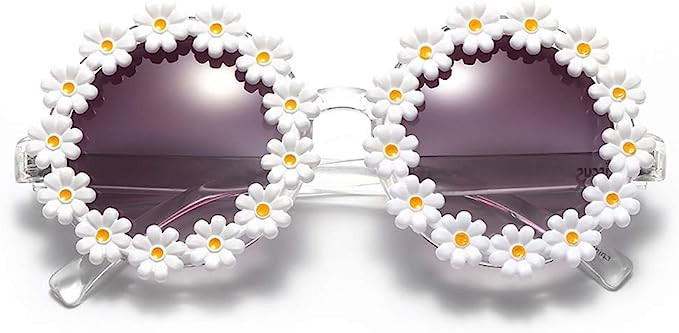 Dollger Retro Daisy Sunglasses for Women Flower Round Fashion Disco Festival Sunglasses | Amazon (US)