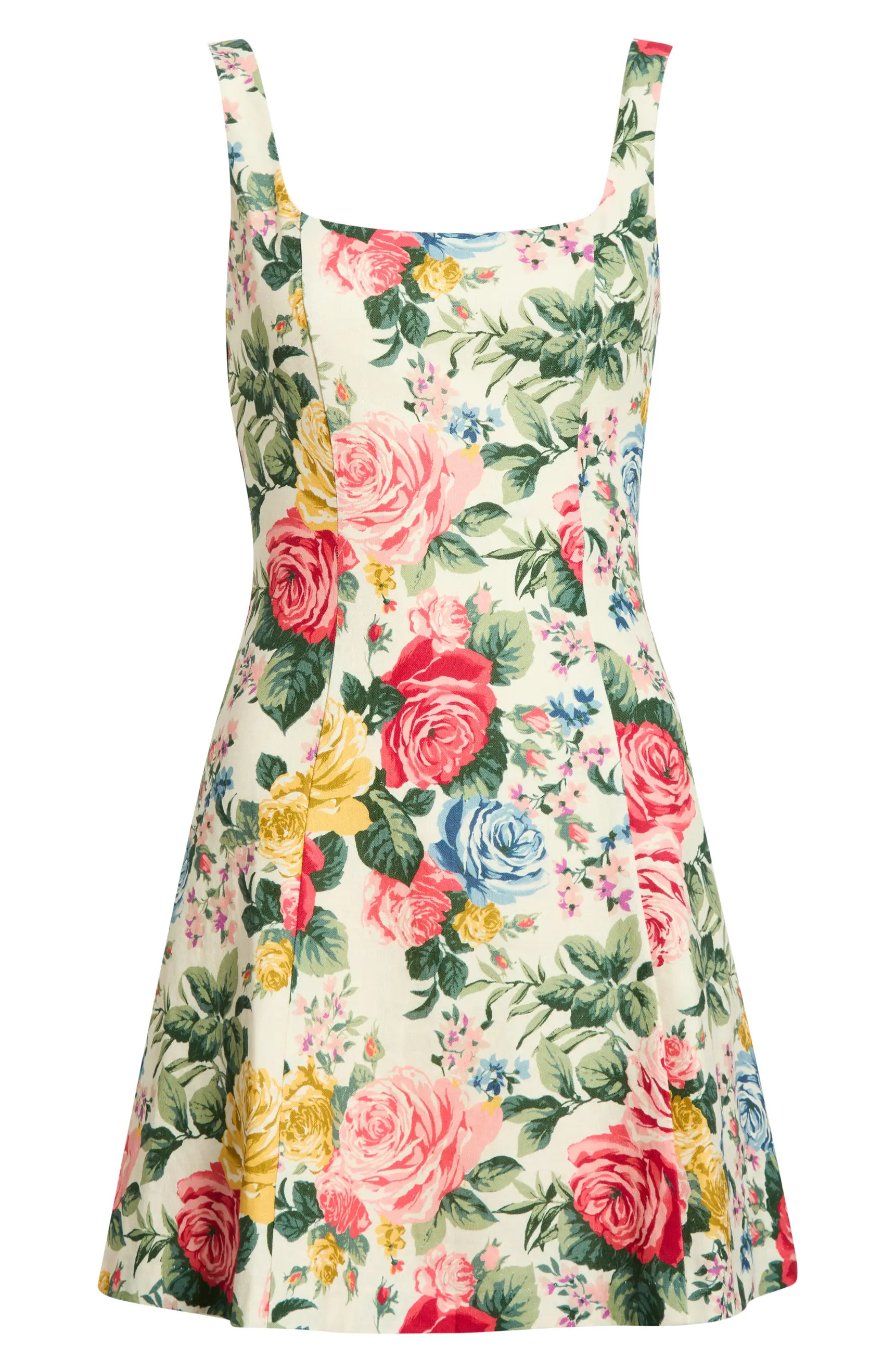 Rosemary Floral Linen Blend Minidress | Nordstrom