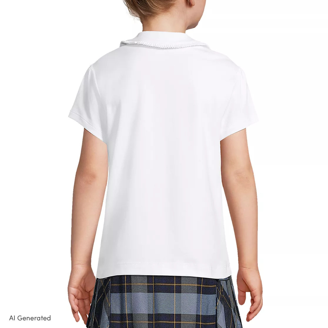 School Uniform Girls Short Sleeve Ruffled Peter Pan Collar Knit Shirt | Lands' End (US)