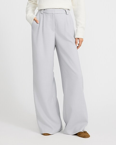 Flannel High Waisted Relaxed Trouser | Express