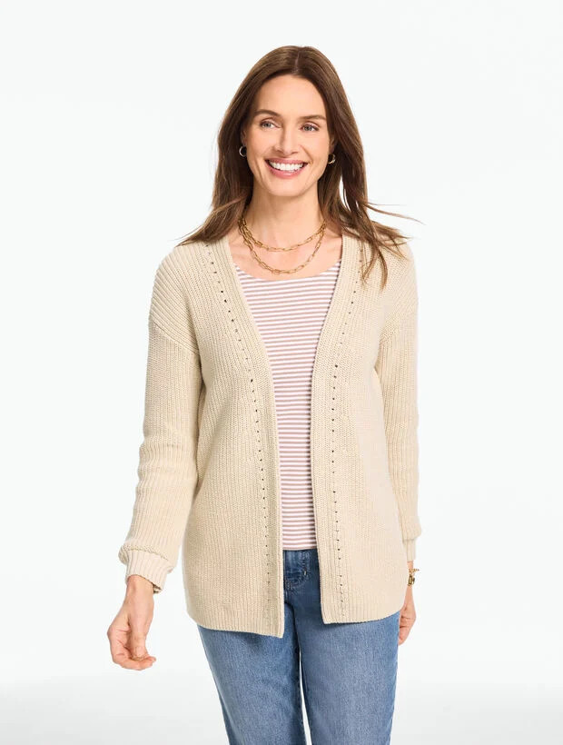 Shaker Stitch Open Front Cardigan | Talbots