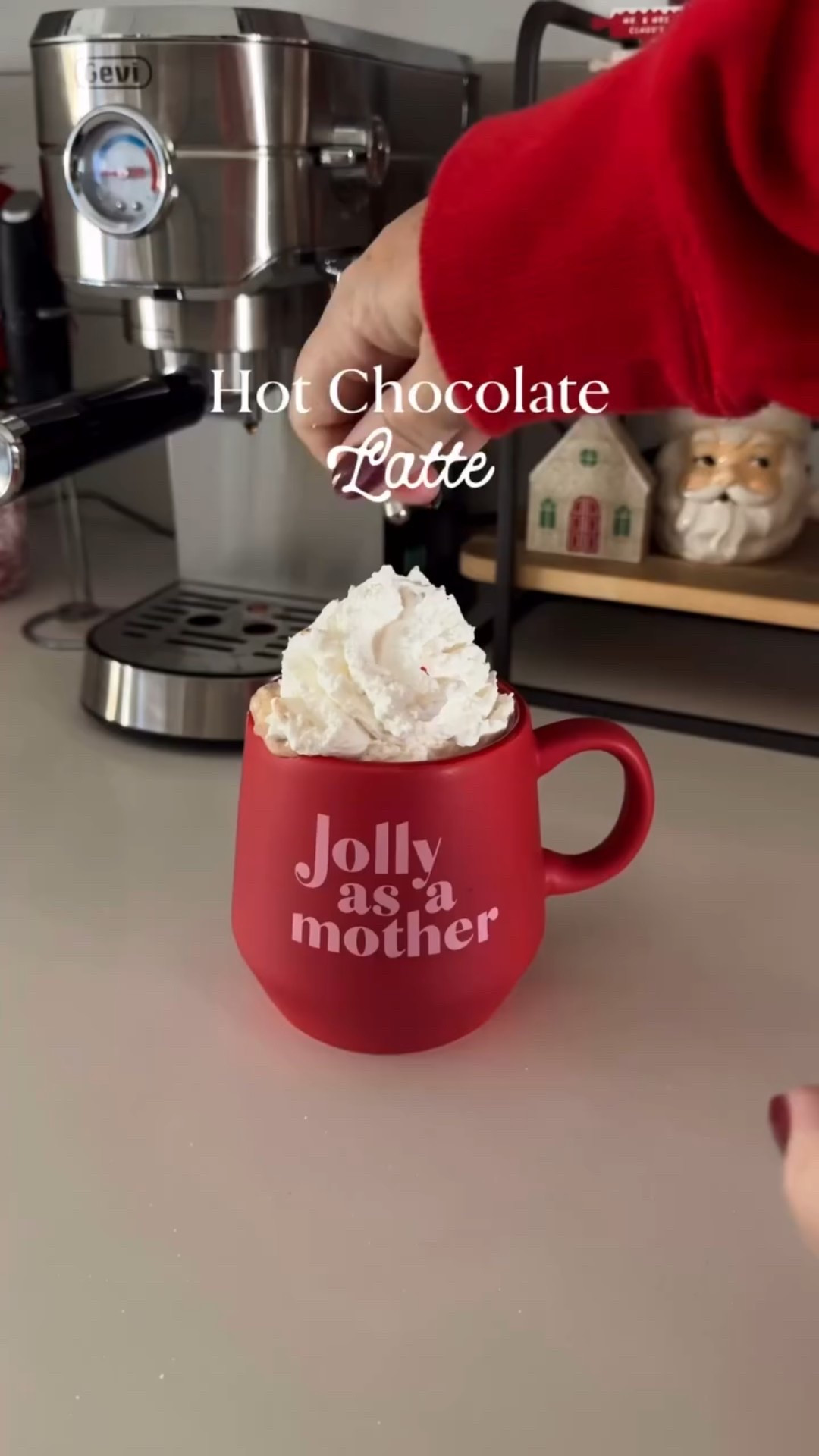 The coziest hot chocolate latte for winter break ❄️ if you’re looking for a last minute gift, the @gevi_global espresso maker is a dream! Compact, steams and froths milk and brews single and double shots of espresso 🎁 comment LATTE and I’ll message you the 🔗 

Hot chocolate latte:

Add 1 tbsp cocoa powder, ~1tbsp sugar and brew over a double shot.

Add about 1 cup of milk, dash of vanilla, nutmeg and cinnamon and steam. 

Stir espresso well and pour over steamed milk. Add your favorite toppings!

#amazonhome #holidays #holidaygift
