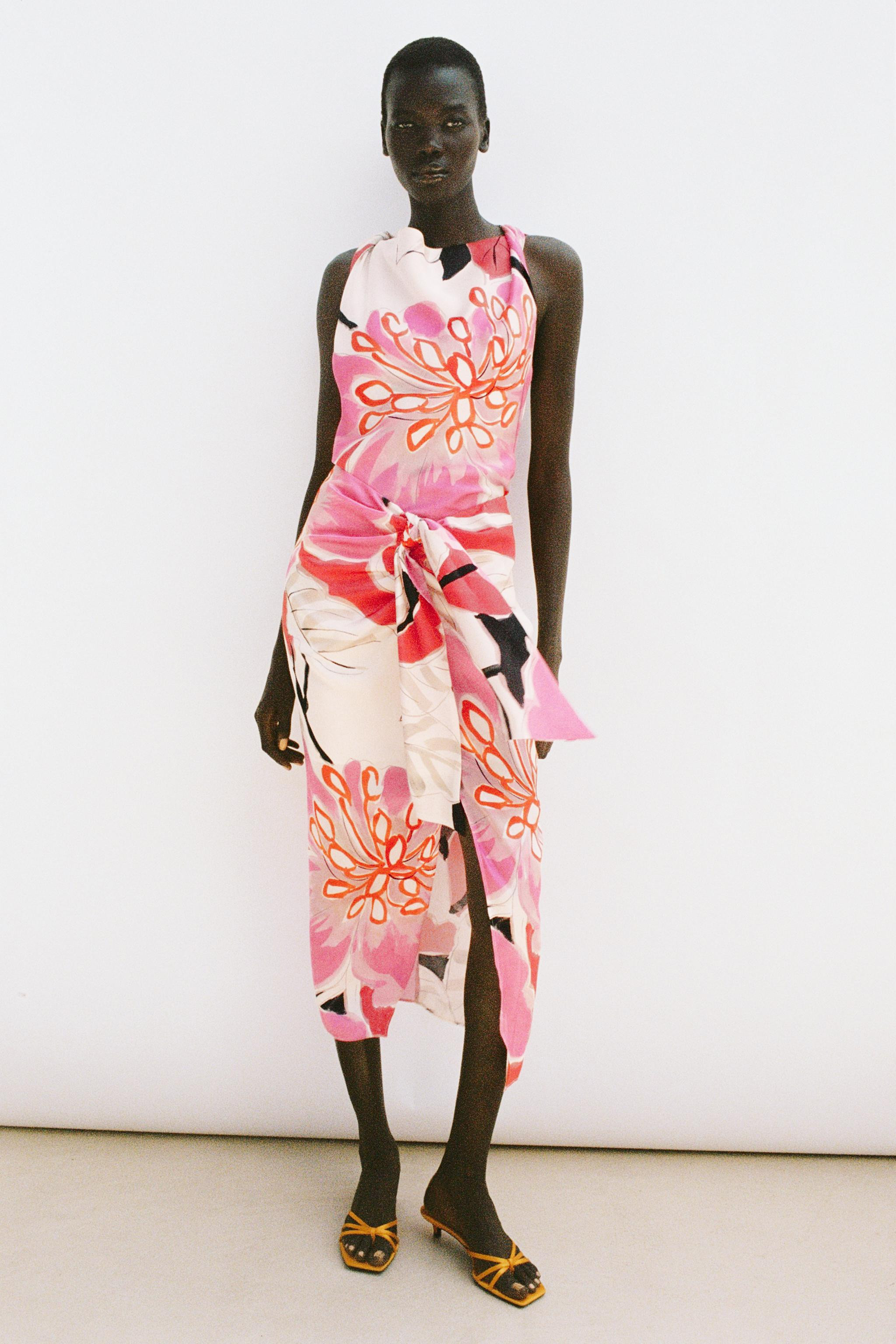 PRINTED KNOTTED MIDI SKIRT | Zara US