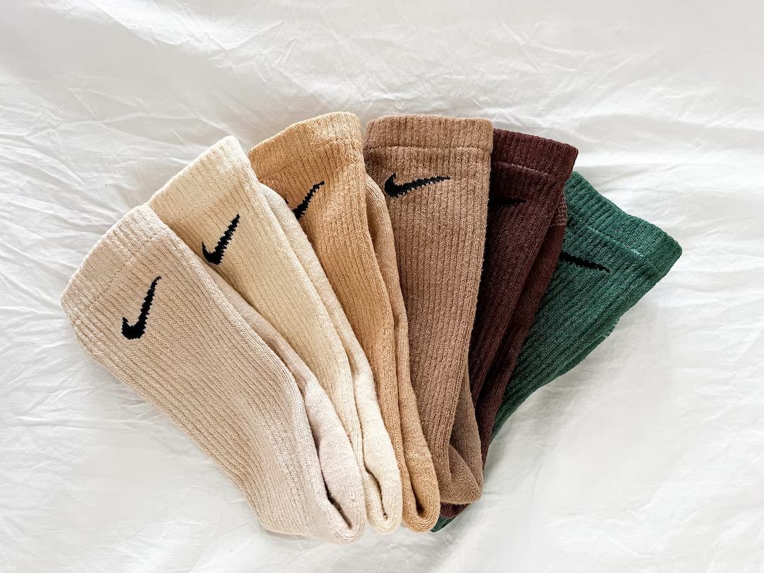 Nike Neutral Adult Socks Custom Hand Dyed, Everyday Socks, Minimal,Cute Gift Idea, Aesthetic Sock... | Etsy (US)