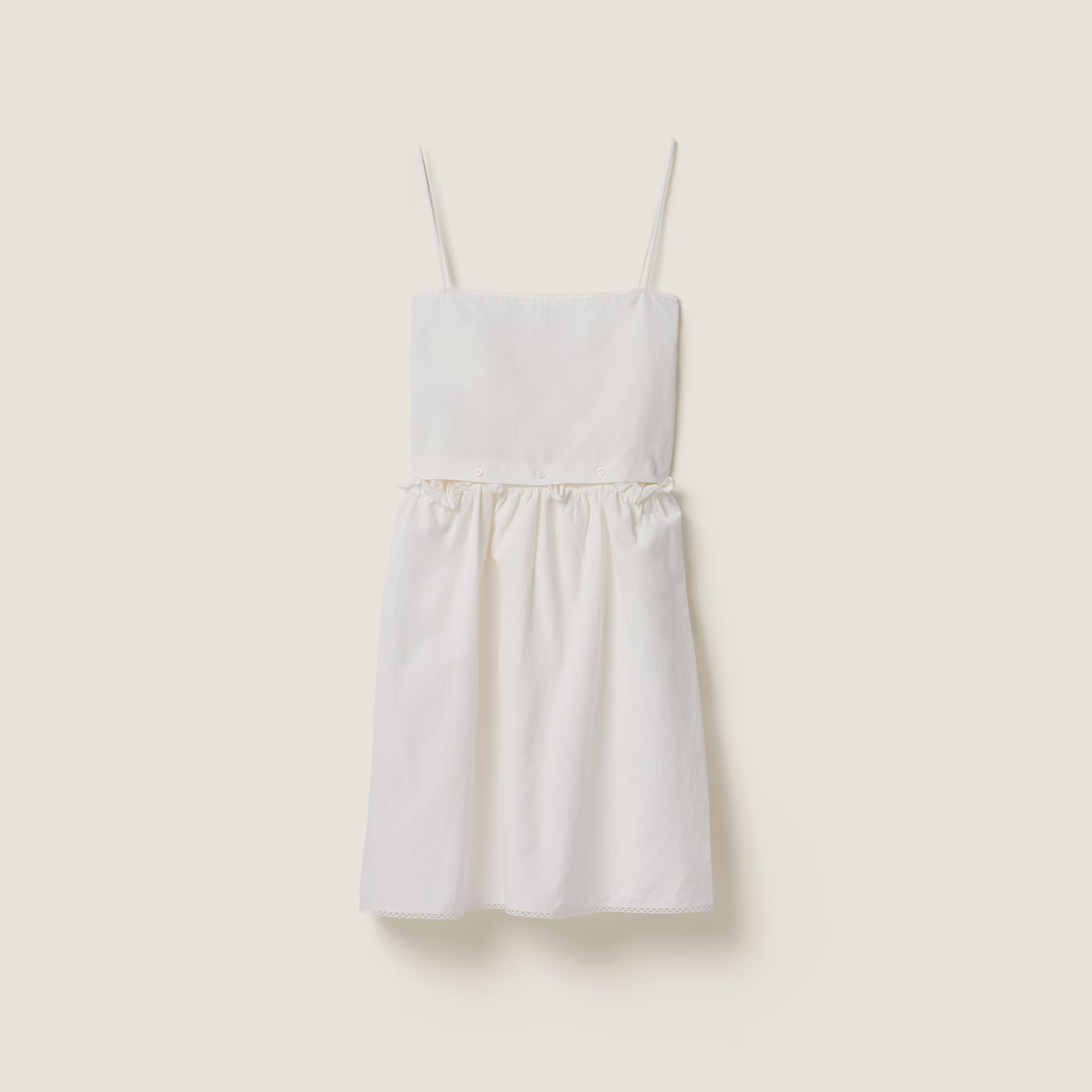 White Slubbed Poplin Dress | Miu Miu | Miu Miu INT