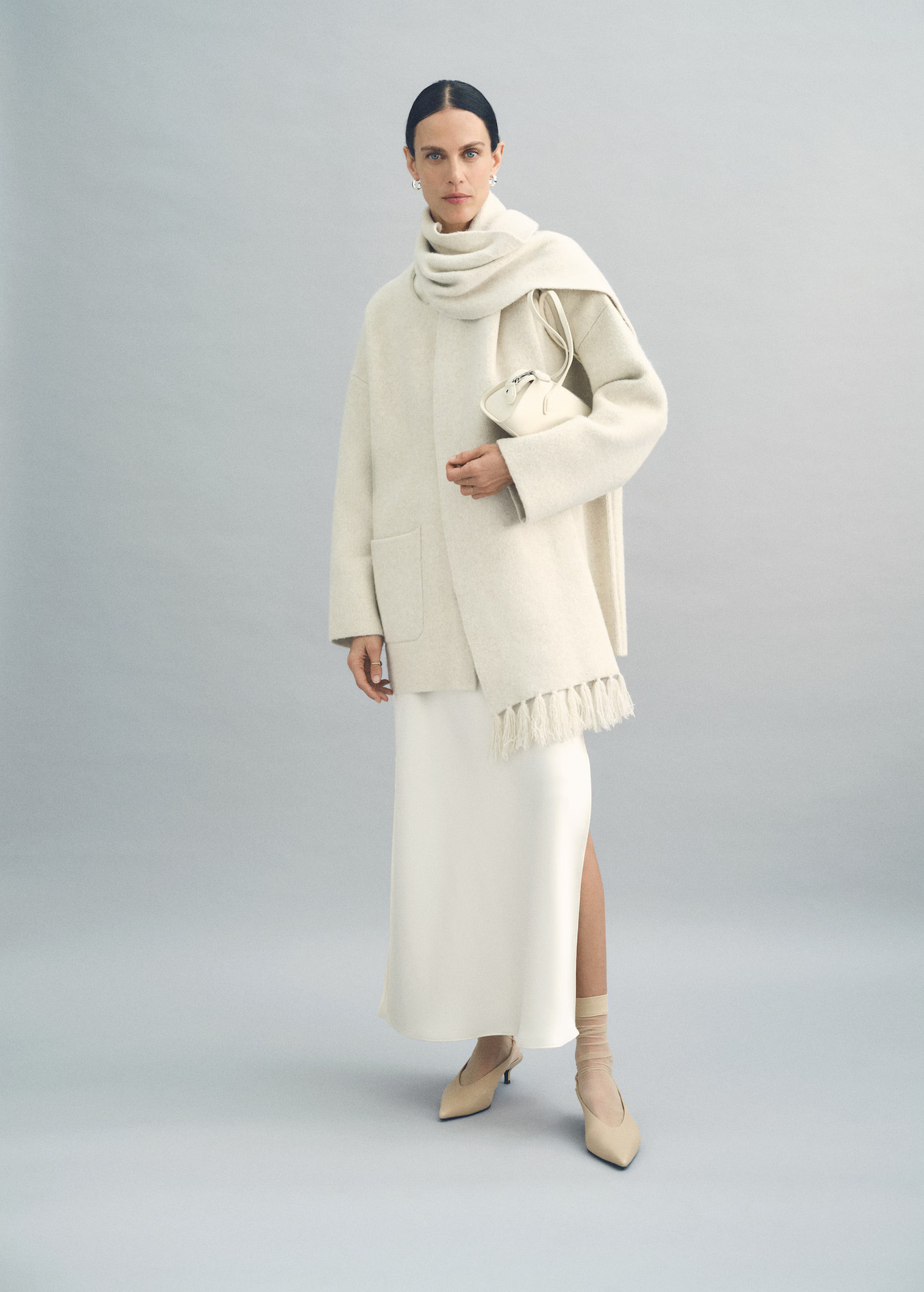 Knitted coat with detachable scarf - Women | MANGO USA | Mango (US/MX/AU)