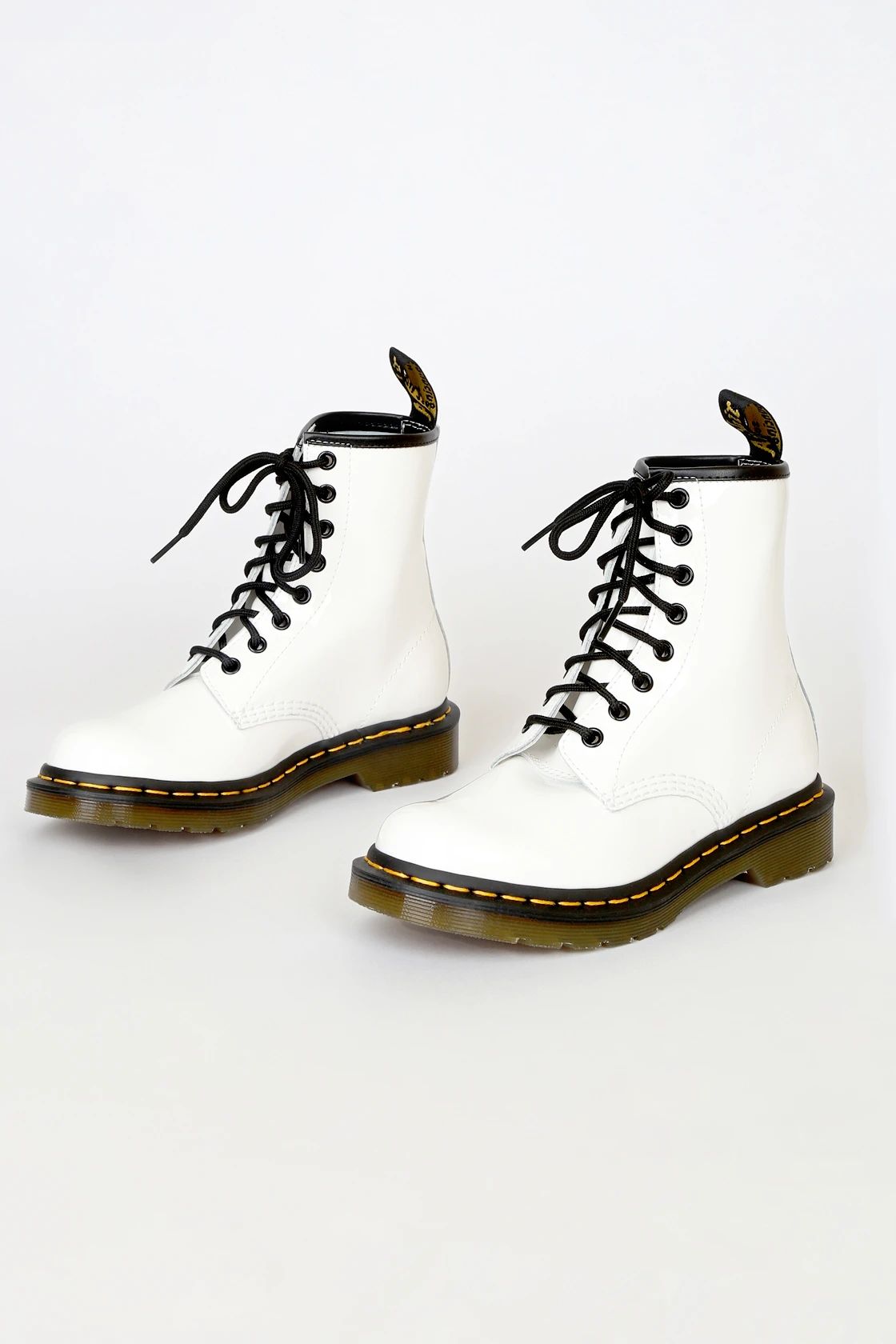 1460 W White Patent Lamper Leather 8-Eye Boots | Lulus (US)