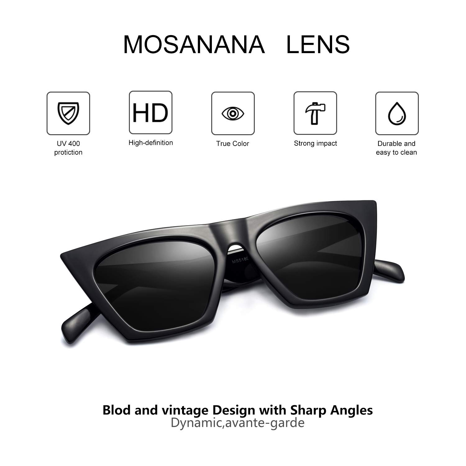 Mosanana Square Cateye Sunglasses for Women Fashion Trendy Style MS51801 | Amazon (US)