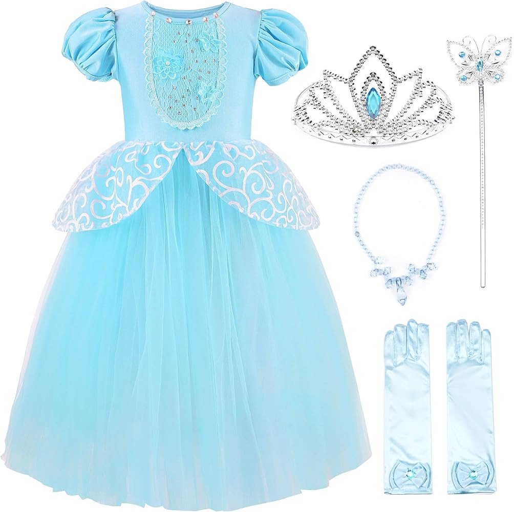 Girls Princess Costume Fancy Birthday Party Dress up with Accessories | Amazon (US)