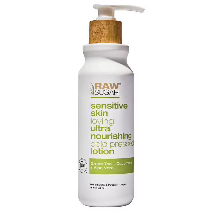 Raw Sugar Green Tea + Cucumber + Aloe Vera Sensitive Skin Body Lotion - 18 fl oz | Target