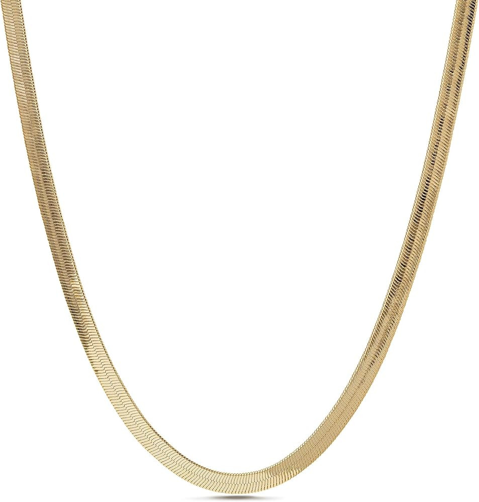Nautica Men's Chain – Gold Tone Flat Link Herringbone Snake Chain Necklace for Women | Amazon (US)