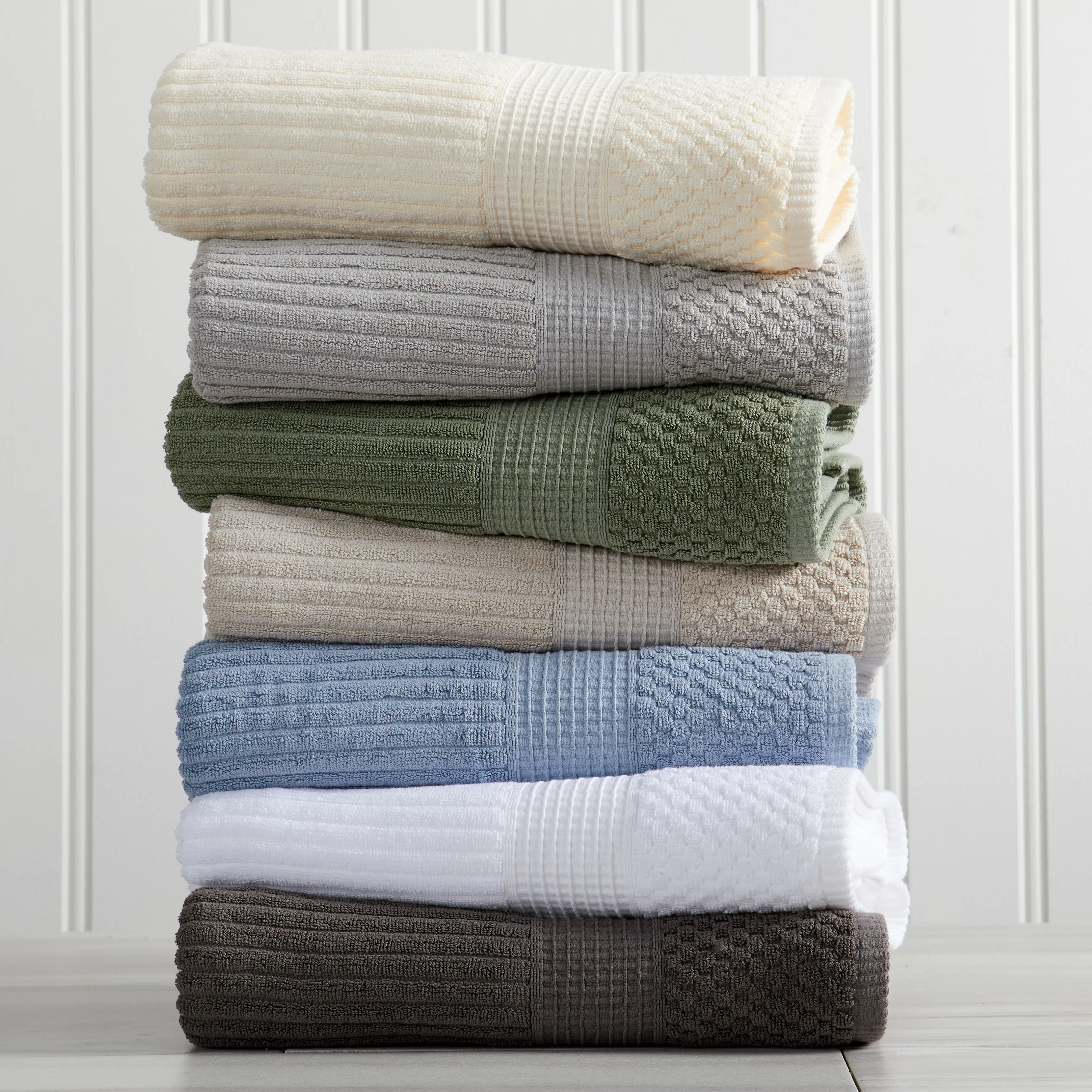 Krista Collection | Ribbed Textured Bath Towel Sets | Springtree Home
