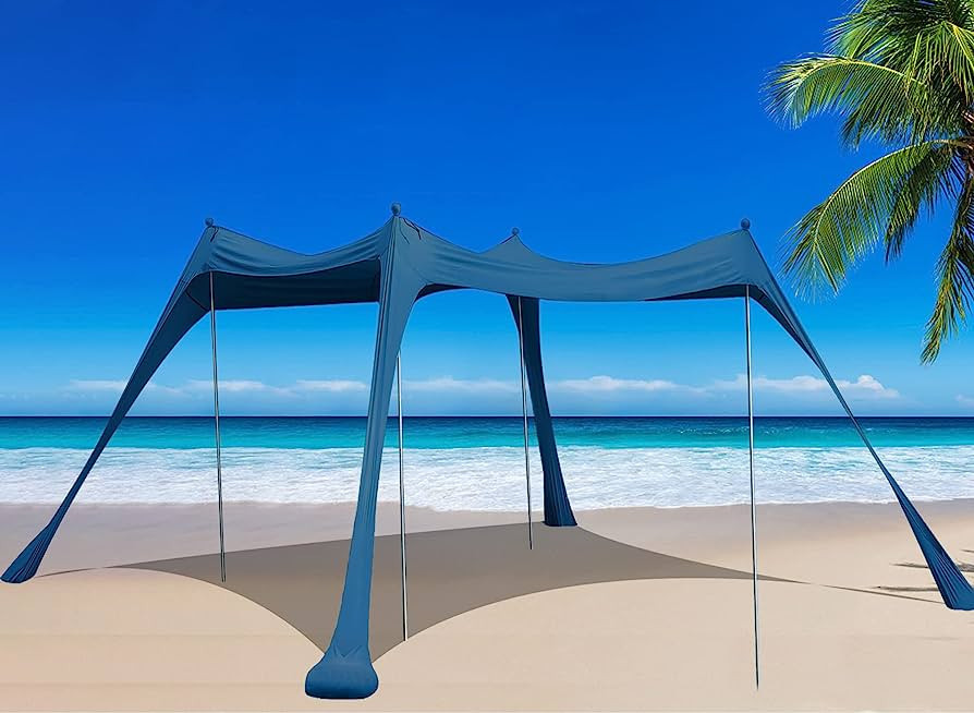 BOTINDO Family Beach Tent Canopy Sun Shade, Pop Up Grande Beach Tent Sun Shelter Stability 4 Pole... | Amazon (US)