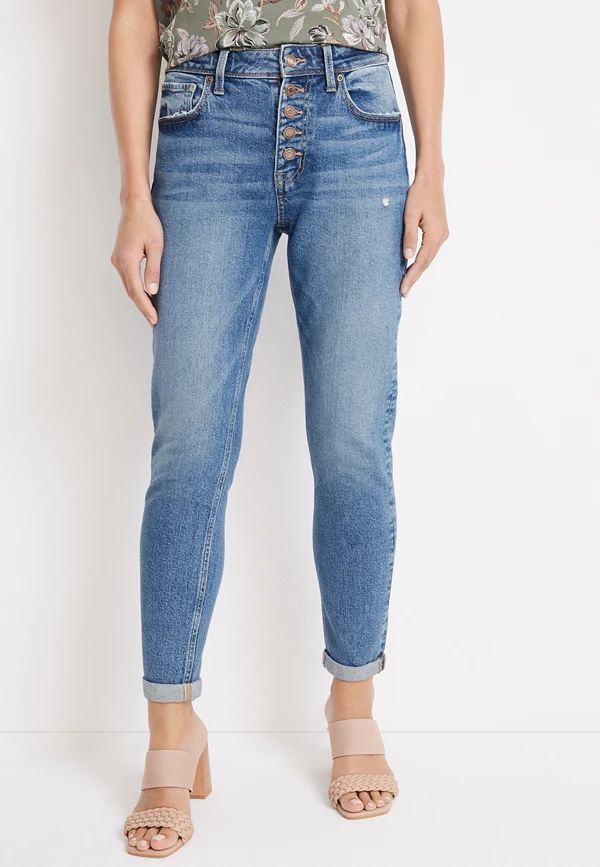 m jeans by maurices™ Tapered High Rise Button Fly Jean | Maurices