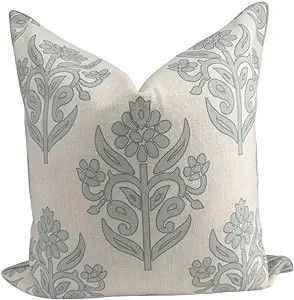 Jillien Harbor The Naples Blue Grey Pillow Cover Grandmillennial | Amazon (US)