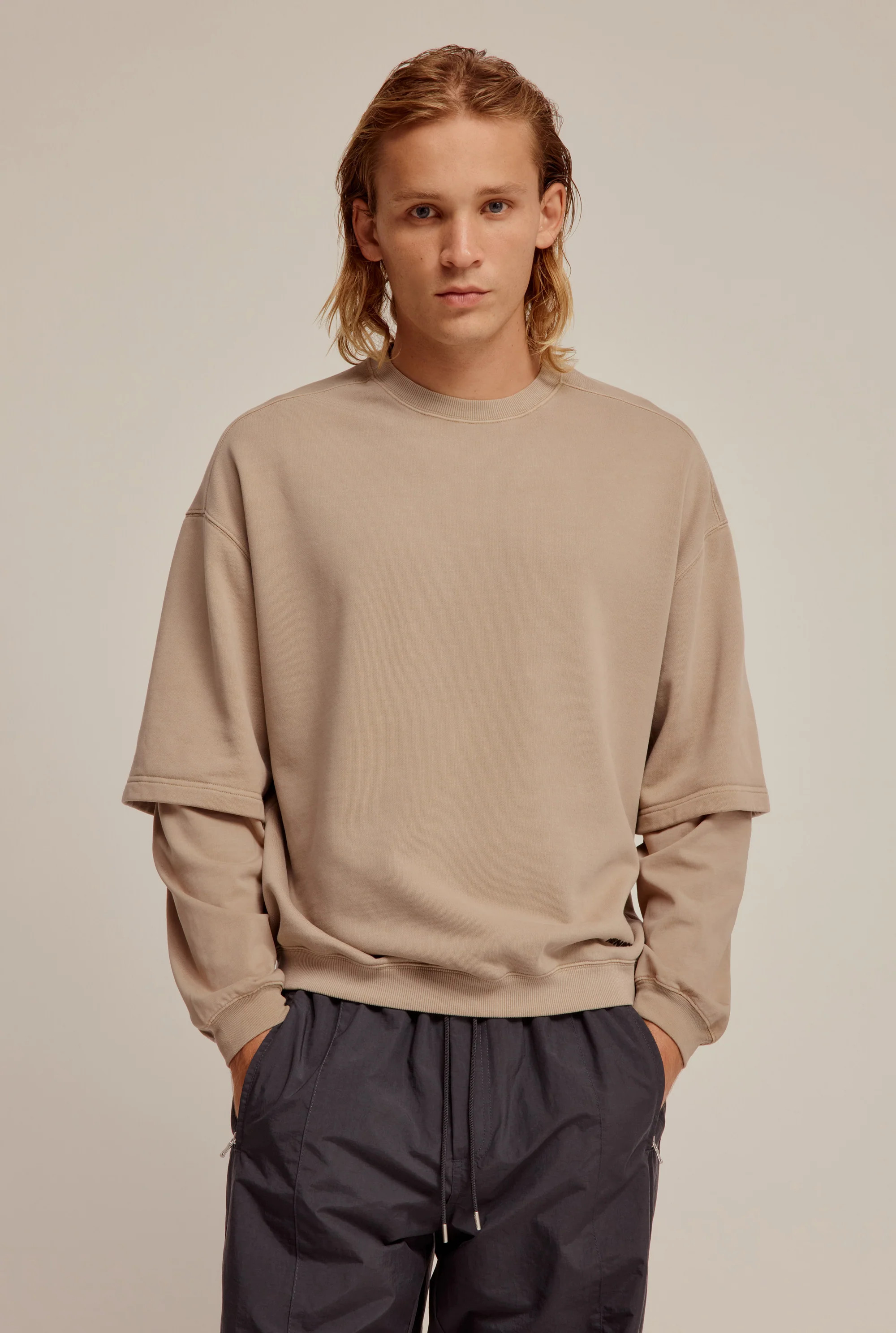 Pigment Dyed Double Sleeve Track Sweater | Venroy AU