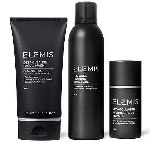 ELEMIS Men's Pro-Collagen Marine Cream, Shave Gel, & Facial Wash - QVC.com | QVC