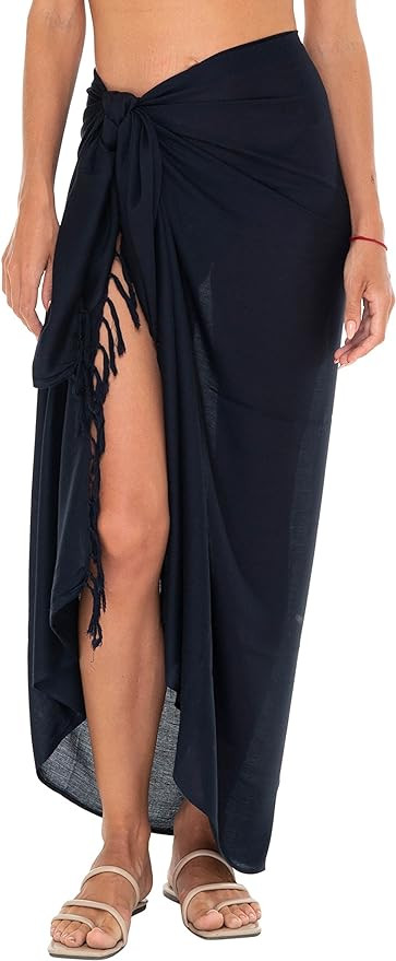 SHU-SHI Sarong Swimsuit Coverup for Women Pareo Long Beach Bathing Suit Wrap with Coconut Clip | Amazon (US)