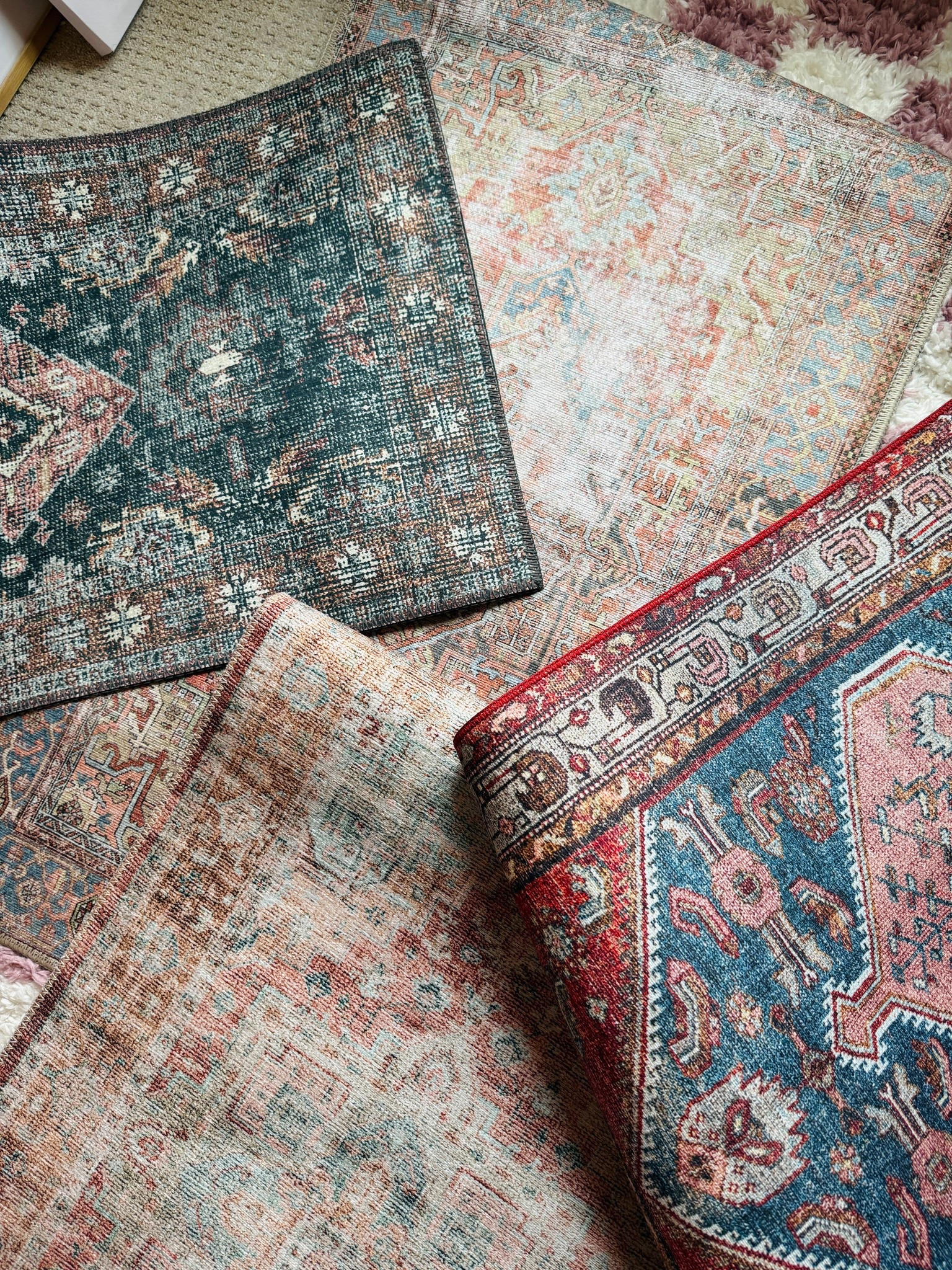 Beautiful vintage modern pink rugs, coral rugs, and peach rugs. 

#LTKHome #LTKKids