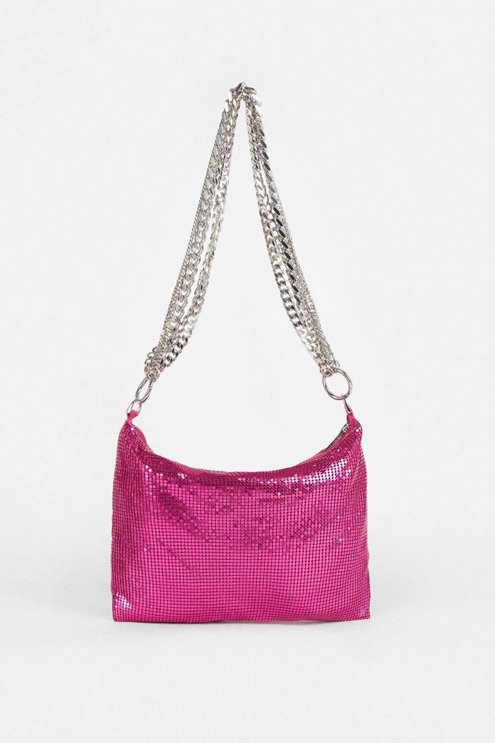 Multi Chain Chainmail Shoulder Bag | Karen Millen US