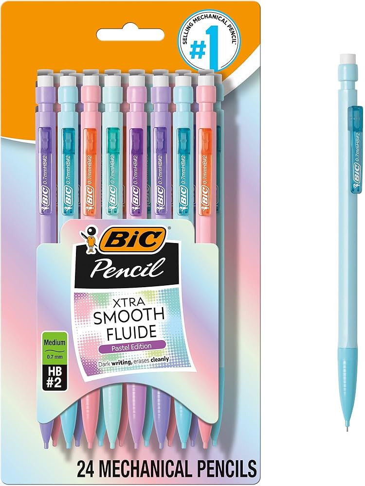BIC Xtra-Smooth Pastel Mechanical Pencils with Erasers, Medium Point (0.7mm), 24-Count Pack, Bulk... | Amazon (US)