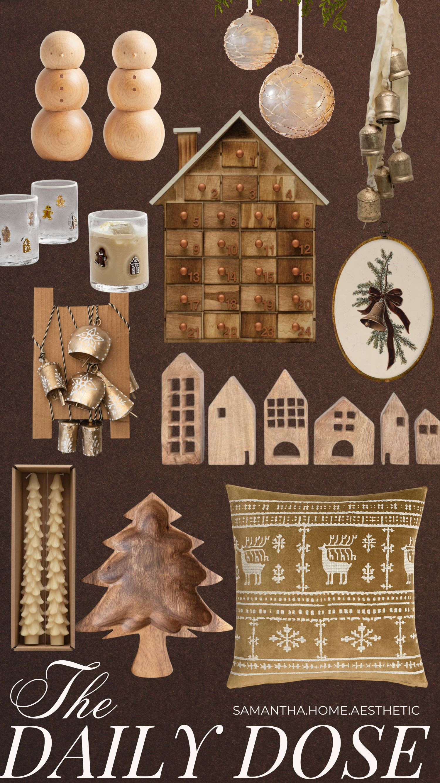 Warm wood tones, brass bells, and simple shapes — this is the kind of Christmas decor that feels collected and timeless. I love how the natural textures and neutral palette create that Scandi-meets-cottage look that’s both cozy and elevated.

neutral christmas decor, wooden christmas decor, organic modern christmas, cozy scandinavian holiday, cottage christmas, nordic holiday decor, brass bells, wood advent calendar, modern farmhouse christmas, pottery barn christmas, crate and barrel holiday, terrain christmas, cozy christmas home, warm tone holiday decor, organic textures, timeless christmas decorating, nordic holiday home, cozy modern christmas, old world christmas, minimalist holiday aesthetic, scandinavian christmas decor, brown christmas palette, cozy winter home, wooden trees, christmas pillow, nordic christmas style, vintage inspired holiday, organic modern home, 2025 christmas trends, samanthahomeaesthetic 

 #LTKHoliday #LTKSeasonal #LTKHome