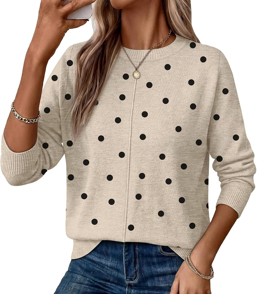WIHOLL Womens Sweaters Crew Neck Fall Outfits Fashion Women's Clothing Cozy | Amazon (US)