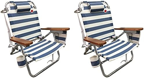 OmniCore Designs Multi-Position Wood Arm Beach Chair (2-pk) | Headrest, Media Organizer Pocket, C... | Amazon (US)