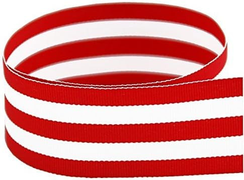 USA | American Made 7/8" Red & White Taffy Striped Grosgrain Ribbon - 10 Yards - (Multiple Widths... | Amazon (US)
