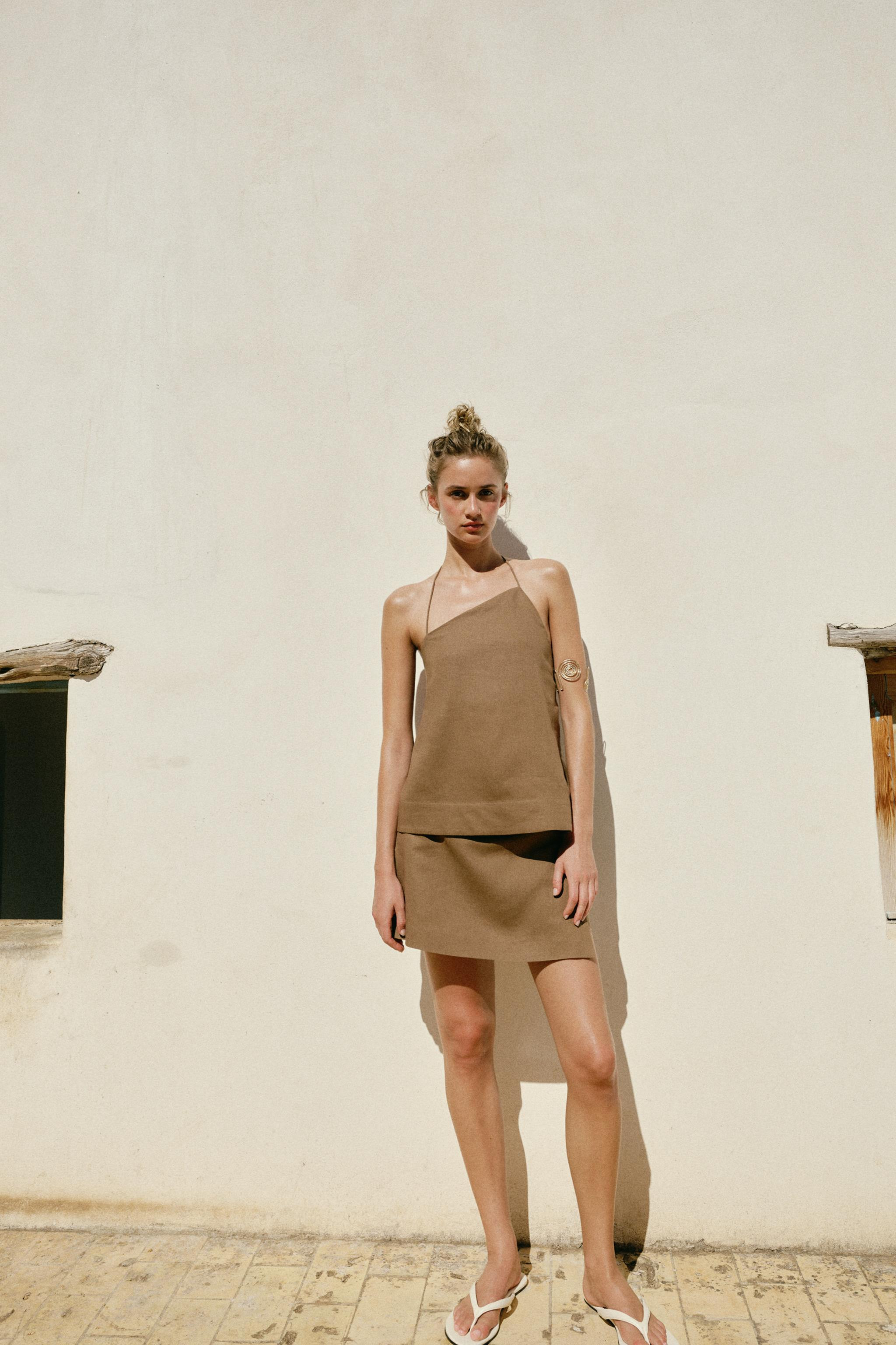 LINEN SKORT WITH BEAD EMBELLISHMENTS | Zara US