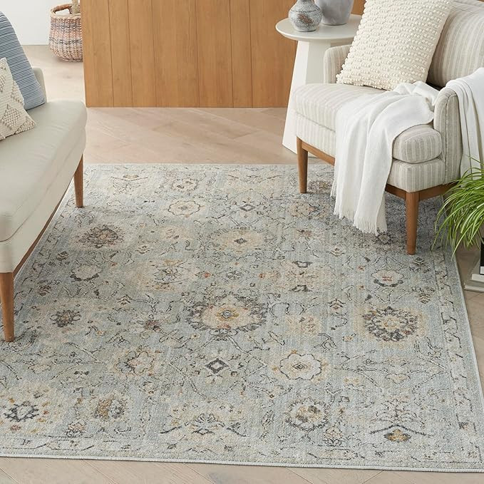 Nourison Oushak Home Traditional Mint 5'5" x 7'3" Area -Rug, Easy -Cleaning, Non Shedding, Bed Ro... | Amazon (US)