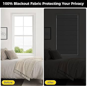 UNISHADES No Drill Cordless Roman Shades, 35\u00d764 in, Room Darkening White | Amazon (US)