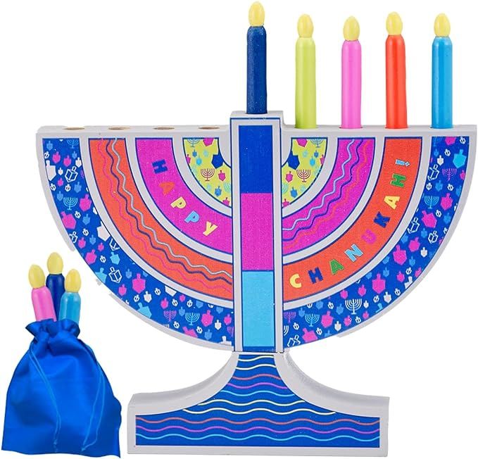 Rite Lite My Play Wooden Menorah with Removable Wooden Candles - Colorful Chanukah Menorah for Ki... | Amazon (US)