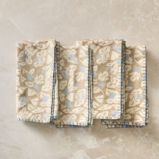Block Print Palm Napkin Sets | West Elm (US)