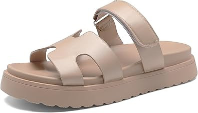 Women's Thick Platform Slide Sandals anti-slip Sole Open Toe Strap Summer Flats Shoes | Amazon (US)