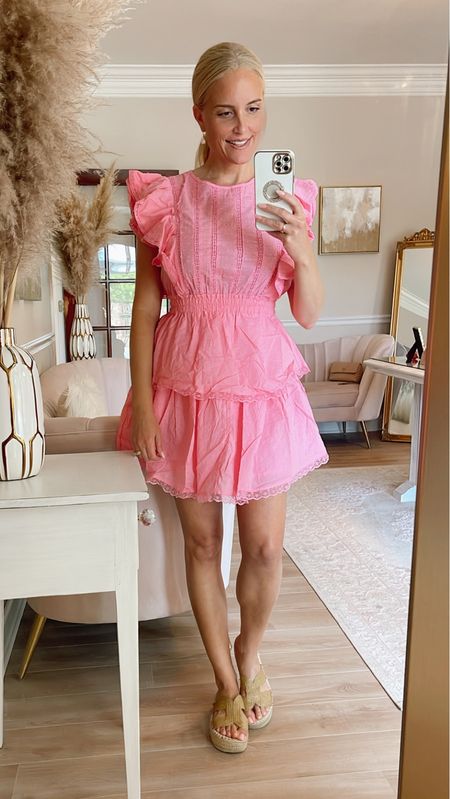 A super cute alternative to a loveshackfancy dress! Love the Barbie pink color!! Size down, this dress runs a little big. 

#LTKSeasonal #LTKunder50 #LTKFind