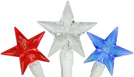 30-Count Red and Blue LED Patriotic Star Fourth of July String Light Set, 7ft White Wire | Amazon (US)