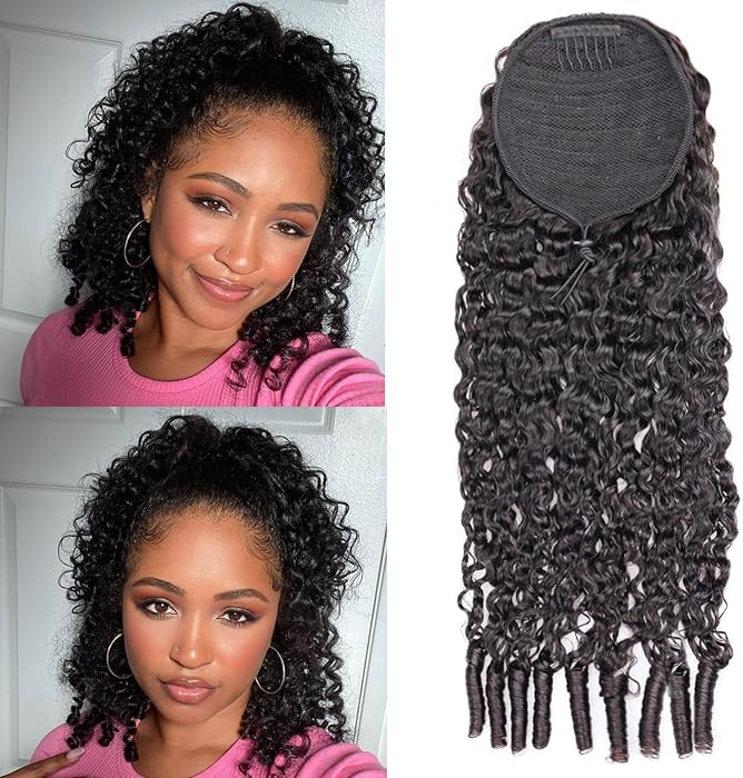 YMS Burmese Curly Ponytail Extensions Human Hair 22 Inch 3C4A Curly 16A Unprocessed Burmese Raw H... | Amazon (US)